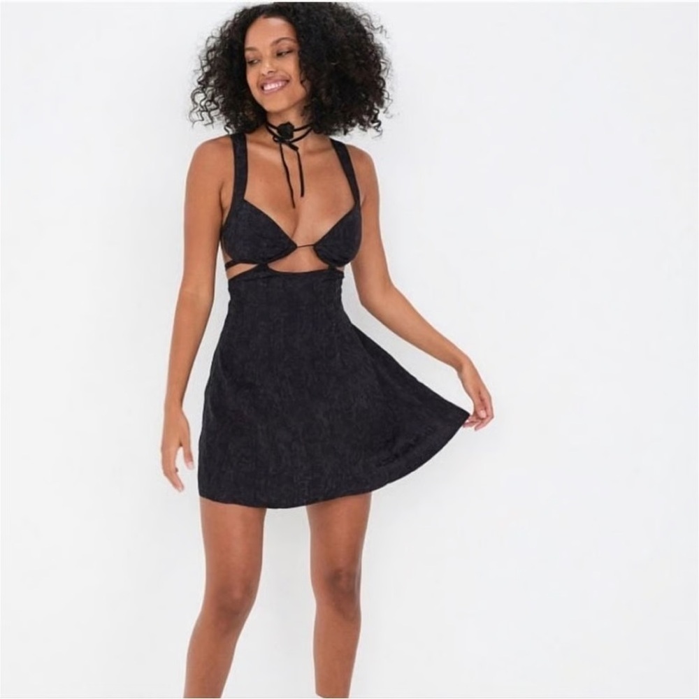 For Love And Lemmons Midnight Alice Jacquard Cut Out Mini Dress